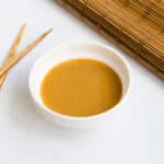 Garlic miso sauce served in a bowl.