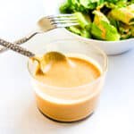 Japanese sesame dressing in a dressing container.