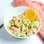 Japanese style tuna salad served in a bowl.
