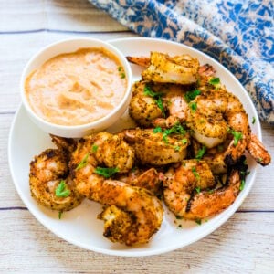 Grilled shrimp with seafood aioli.