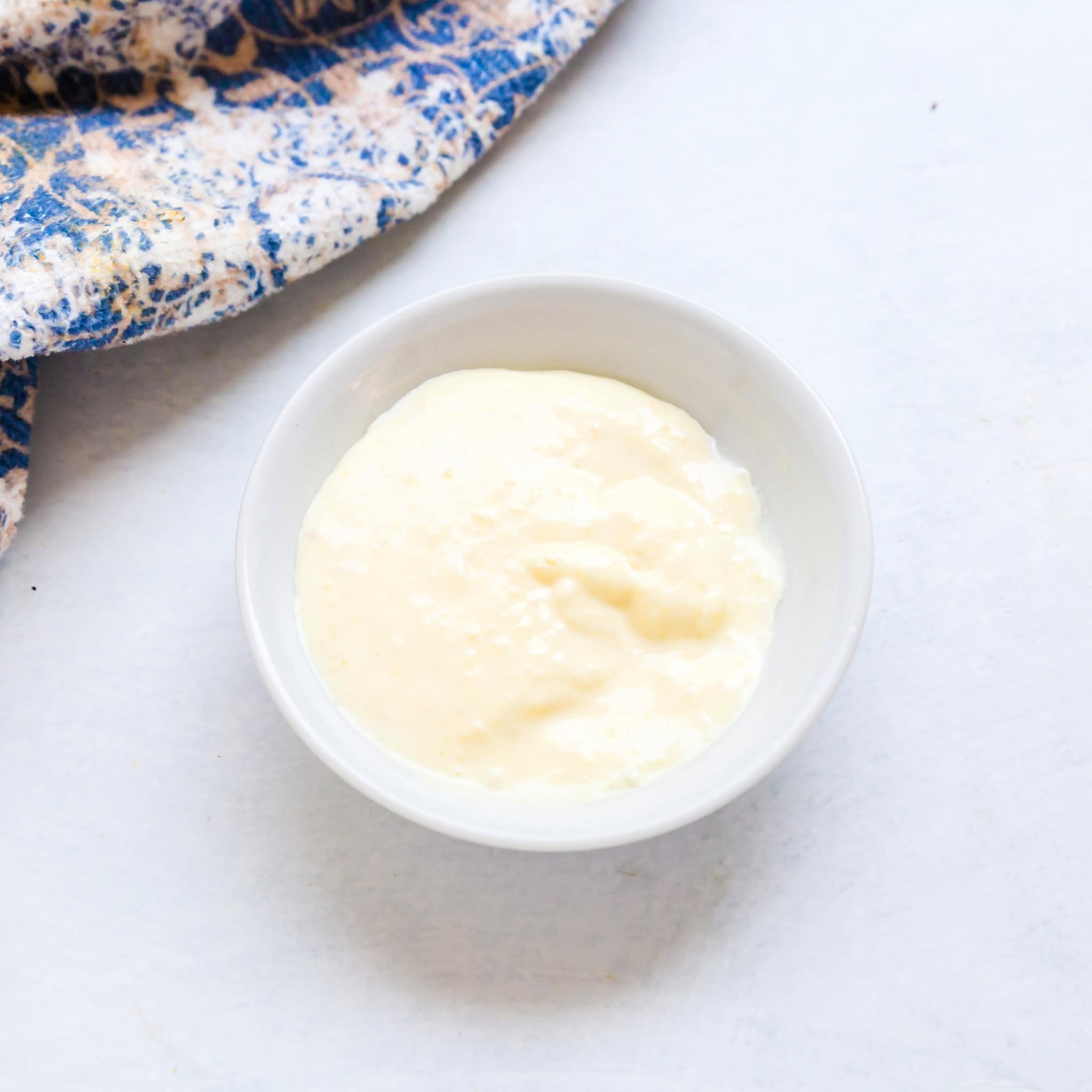 Lemon garlic aioli in a bowl.