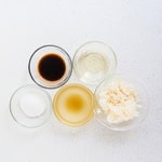 Ingredients to make a Japanese style rice sauce on the countertop.