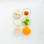 Ingredients to make Old Bay aioli crab cakes on the countertop.