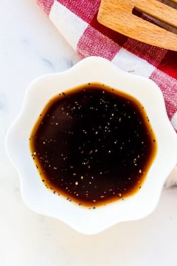 Black pepper sauce served in a bowl.