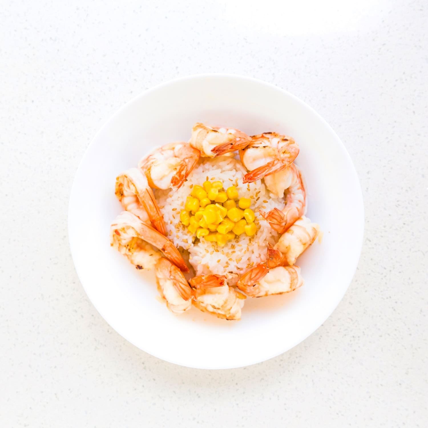 Japanese shrimp and pepper rice served on a plate. 