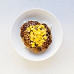 Hamburger steak pepper rice served on a plate.