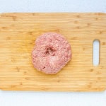Japanese hamburger patty formed by hand.